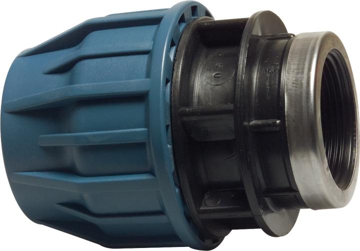 Actual product image Jason Kupplung PP 110 mm x 4" Klemm x Innengewinde 16bar Schwarz/Blau DVGW/KIWA/WRAS/SVGW