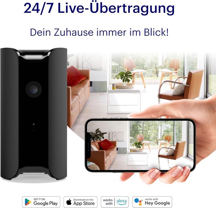 Actual product image Canary View Überwachungskamera mit 2-Wege-Audio, 24/7 Live-Übertragung, Bewegungsmelder, Nachtsicht
