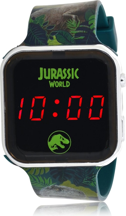 Actual product image Accutime LED kids clock Jurassic World (green), digital clock with LED display for time and date (Digital watch, 37 mm)