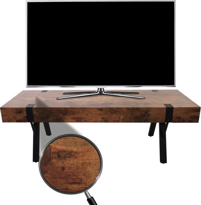 Produktbild Mendler TV-Rack HWC-L54, Metall 42x120x40cm dunkle Wildeiche