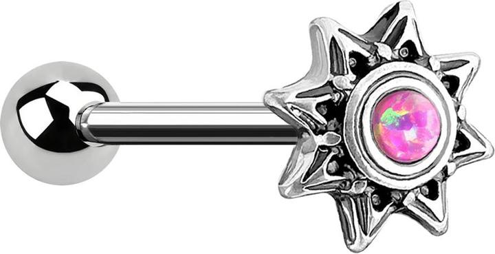 Immagine prodotto Star Piercing Micro Barbell silber Sonne mit Opal pink (Ottone, Acciaio chirurgico 316L)