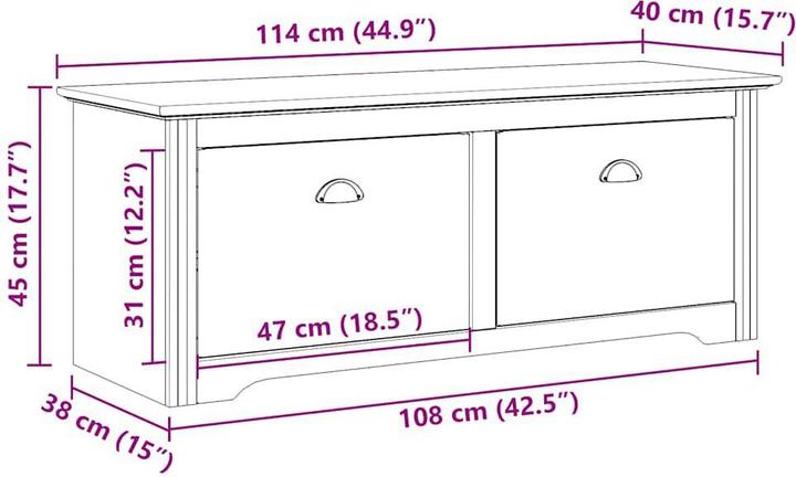 Produktbild vidaXL Flurbank BODO Grau 114x40x45 cm (114 cm)