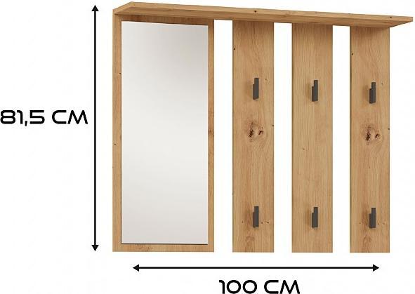 Image du produit Topeshop Cintre + miroir PARMA 100x15x.81 5 cm Chêne artisanal (1 x)