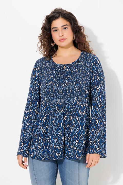Produktbild Ulla Popken Bluse, gesmokt, Rundhals, ausgestellter Langarm (46, 48)