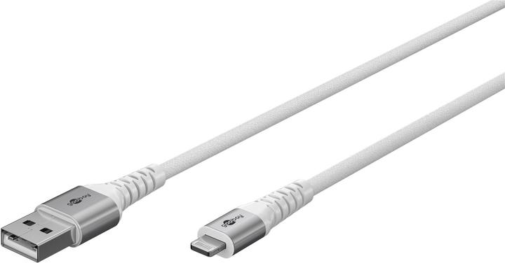 Produktbild Goobay Lightning USB-A Supersoftes Textilkabel mit Metallsteckern, 2 m (2 m, USB 2.0, 60 W)