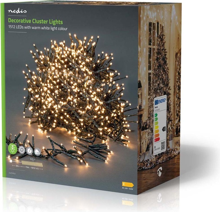 Actual product image Nedis Decorative Lights | Cluster | 1512 LED's Warm White | 11.00 m | Light Effects: 7 | Indoor and A (11 m)