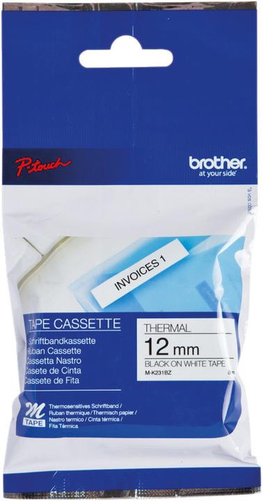 Brother MK-231BZ DirectLabel schwarz auf weiss 12mm x 8m Schwarz Weiss P-Touch M 9-12mm (1.20 cm, Weiss)
