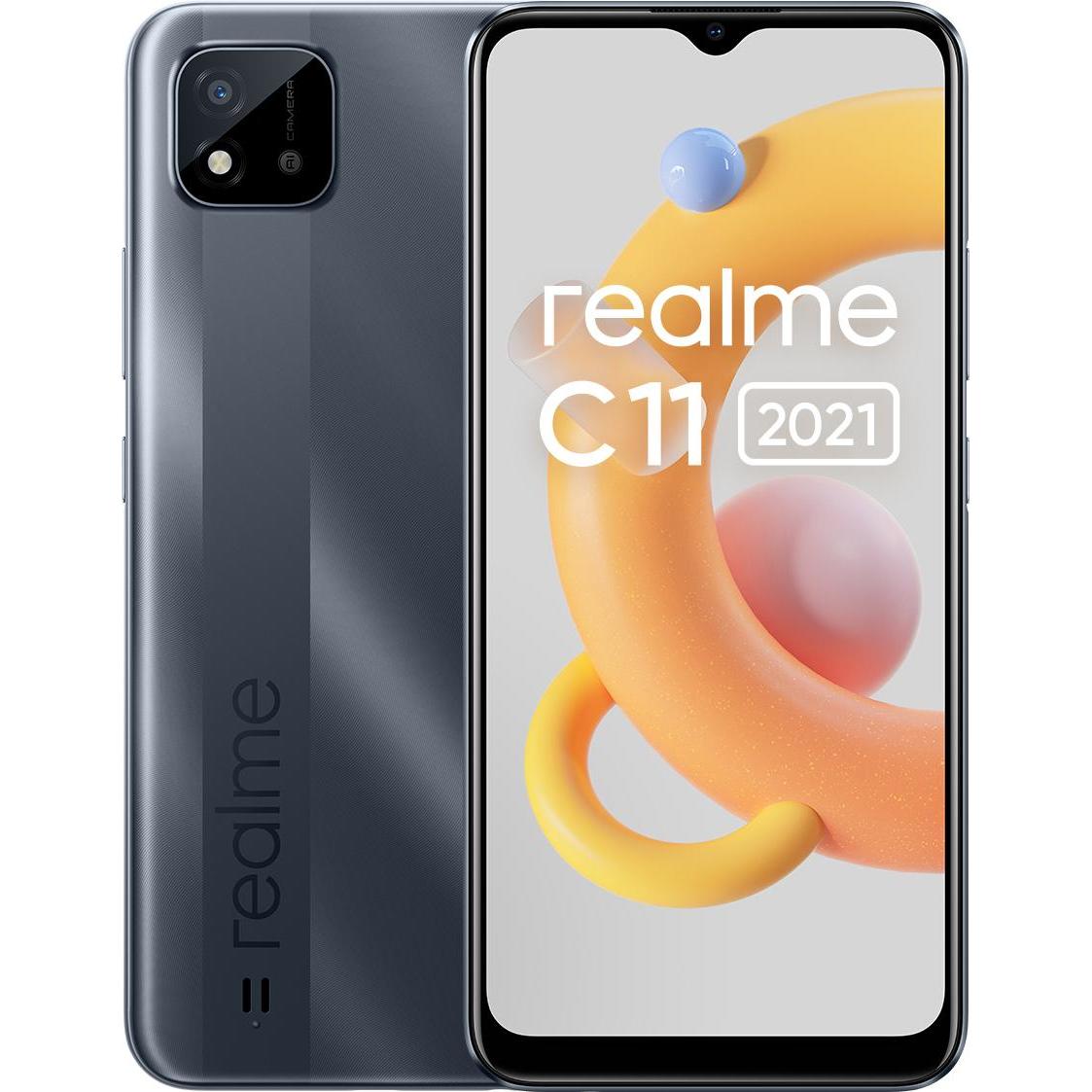 realme C11 2021 (32 GB, Cool grey, 6.50", Dual SIM, 8 Mpx, 4G), Smartphone, Grau