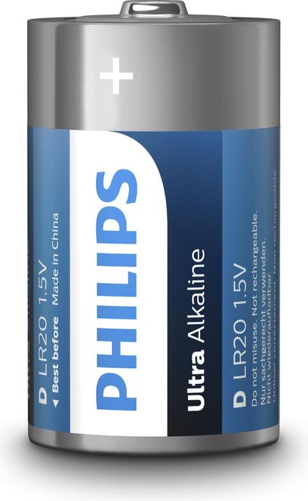 Actual product image ProPlus Philips Ultra Alkaline batteries D 2 pieces in blister (2 pcs., D)
