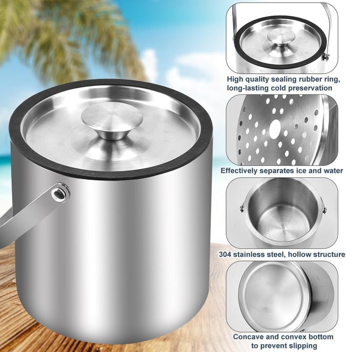Immagine prodotto Sltaxar Doppelwandiger Eiskübel mit Deckel und Sieb (3L)