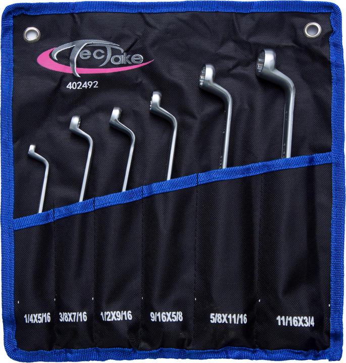 Actual product image tectake Ring spanner set 6 pcs. (5/16", 3/8", 7/16", 9/32", 1/4", 11/16")