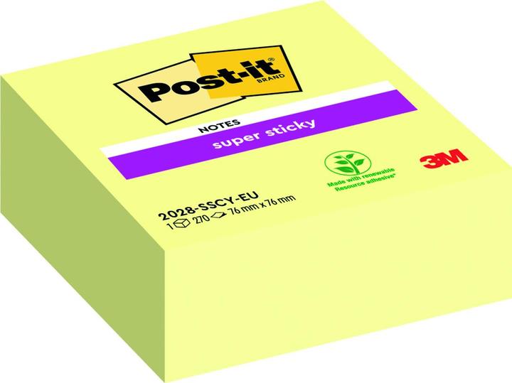 Produktbild Post-it Haftnotizwürfel Super Sticky 76x45x76 mm (BxHxT) gelb 270 Bl. (7.5 x 4.5 x 7.5 cm)