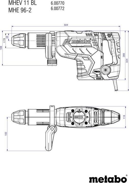Actual product image Metabo Chisel hammer MHEV 11 BL * SDS-max receptacle (Electrical connection)