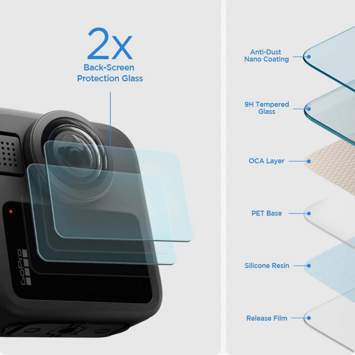 Produktbild Spigen - (2 pack) Glas.tR Slim, Back Screen (AGL11230) - GoPro MAX 2 - Clear