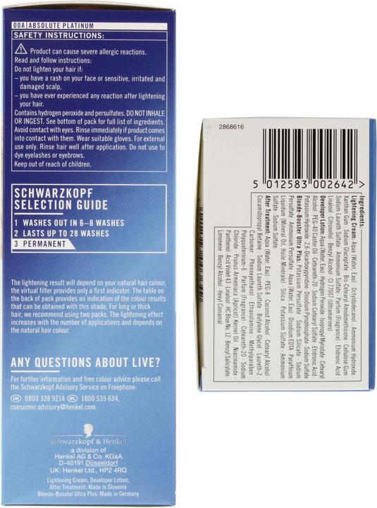 Actual product image Schwarzkopf Live Color 00A (Blond)