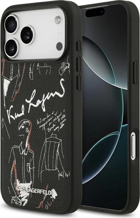 Produktbild Karl Lagerfeld - Hardcase Grained Pattern Logo (KLHMP17XPGGRMPK) - iPhone 17 Pro Max - Black (Apple iPhone 17 Pro Max)