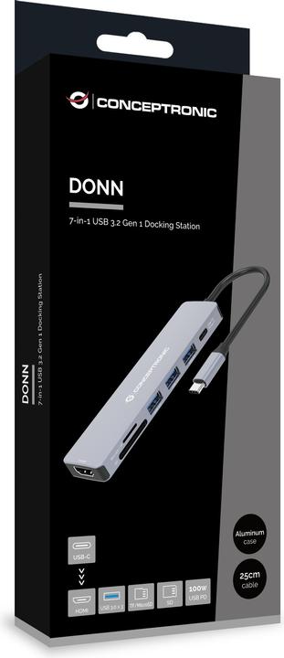 Produktbild Conceptronic Dock USB-C (USB-C, 7 Ports)