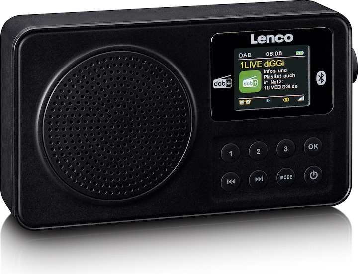 Image du produit Lenco Radio portable DAB+/FM avec Bluetooth Noir (FM, DAB+ DAB, Bluetooth)