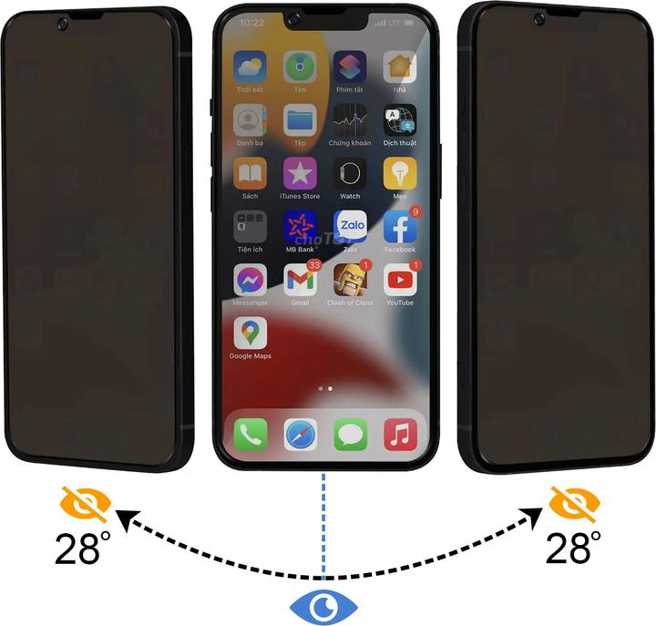 Produktbild Crong Panzerglas mit Sichtschutz für iPhone 14/13/13 Pro (1 Stk., Apple iPhone 13, Apple iPhone 13 Pro, Apple iPhone 14)