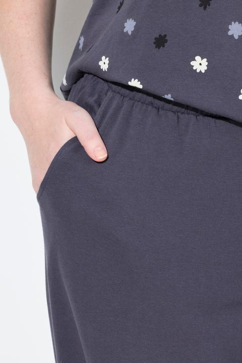 Image du produit Ulla Popken Pyjama 2 pièces, pantalon + haut à fleurs avec broderie, décolleté rond et manches courtes (42, 44)