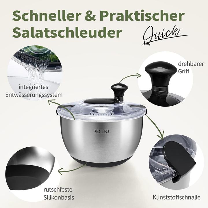 Actual product image Peclio Salatschleuder aus Edelstahl