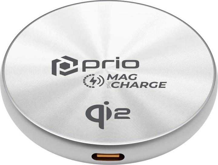Produktbild prio Magnetisches kabelloses Ladegerät MAG (USB C) silber (15 W)
