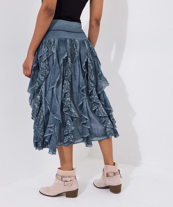 Actual product image Joe Browns Frilled Denim Look Midi Skirt (42)