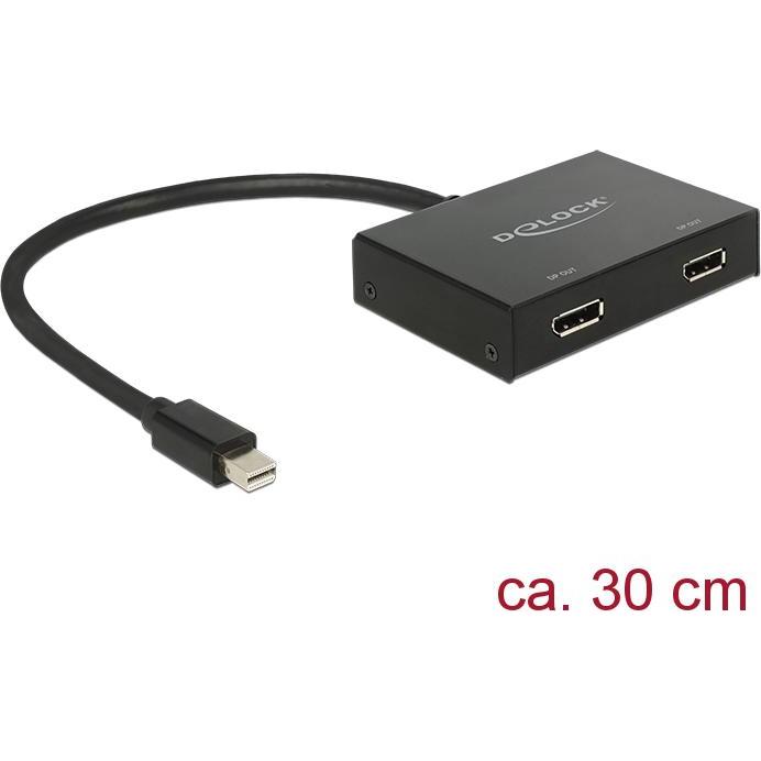 Thumbnail - Delock Mini-DisplayPort zu (DP, 10 cm), Data + Video Adapter, Schwarz