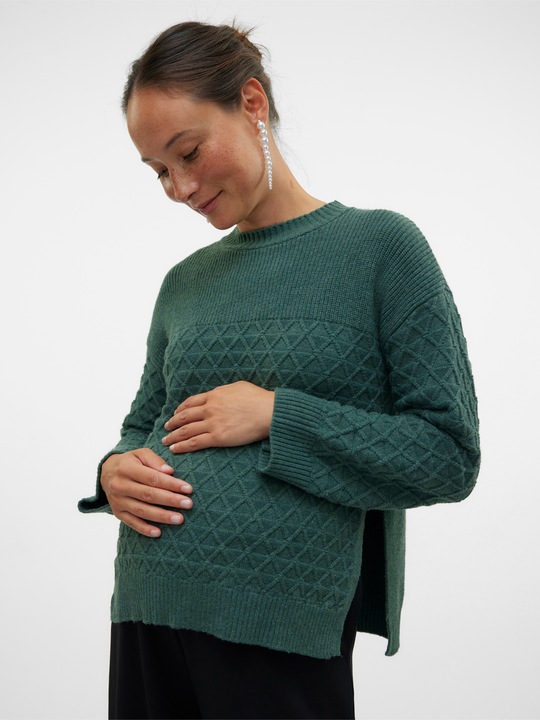 Image du produit Mamalicious Coupe normale Col rond Poignets côtelés Épaule basse Pull-over en maille (XXL)