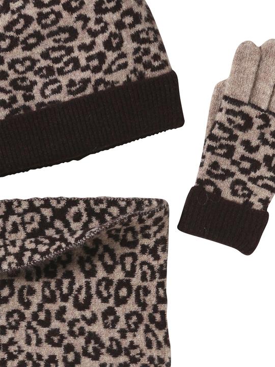Actual product image Vertbaudet Mädchen-Set mit Leomuster: Mütze, Rundschal & Handschuhe (128, 140)