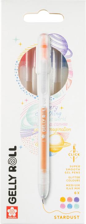 Productafbeelding Sakura Gelly Roll Retractable Classic Gelschreiber transparent 0,45 mm, Schreibfarbe: farbsortiert (Blauw, Groen, Lila, Oranje, Rood, Roze, 1x)