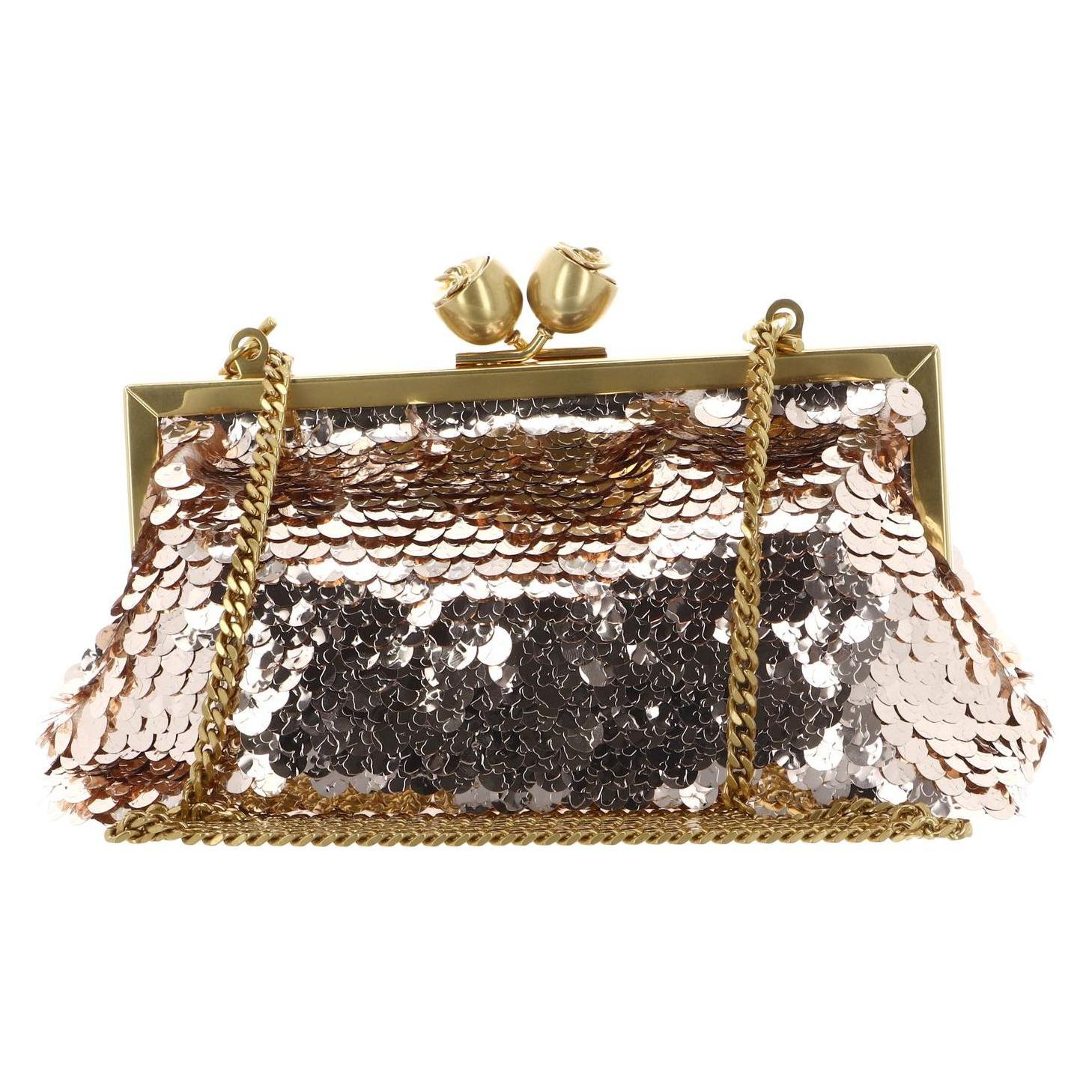 Ted Baker, Damen, Handtasche, Sequinz Rose Detail Sequin Clutch Bag, Rosa