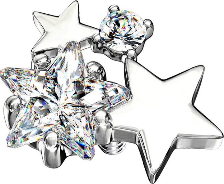 Produktbild Star Piercing Dermal Anchor silber doppel Sternkristall silber (Messing, Chirurgenstahl 316L)