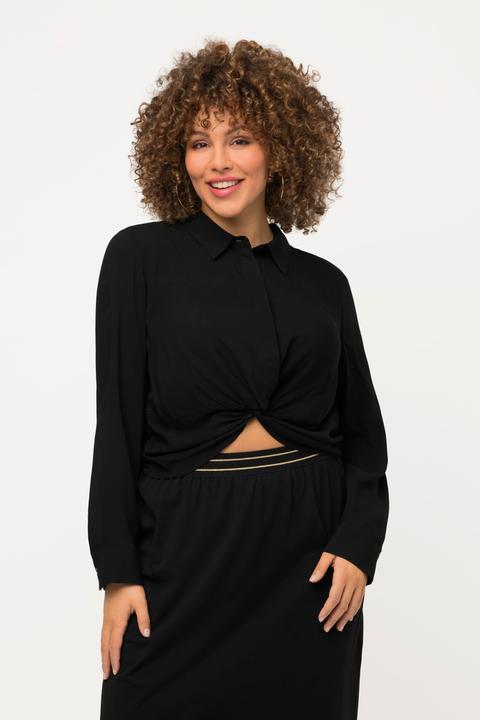 Produktbild Ulla Popken Hemdbluse, Knoten, kurz, Hemdkragen, Langarm (54)