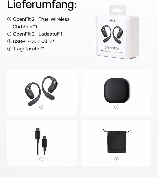 Produktbild Shokz OpenFit 2 (keine Geräuschunterdrückung, 11 h, Kabellos)