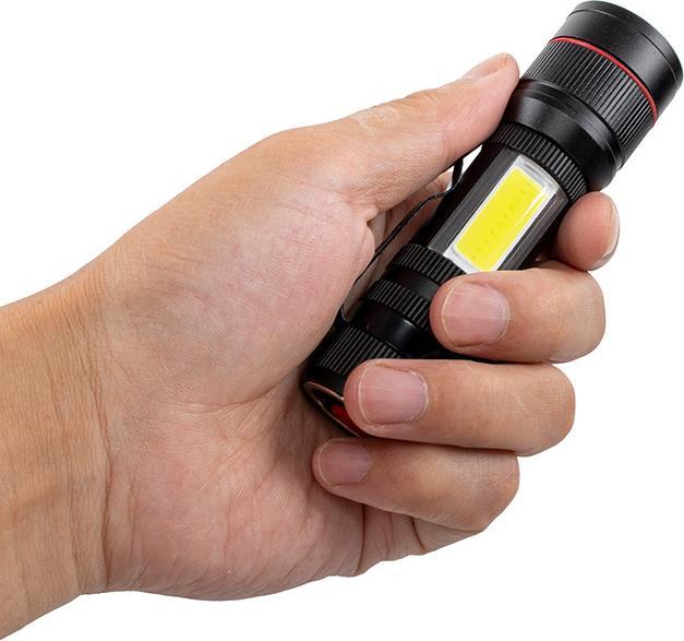 Actual product image Werkstein 800LM USB LED Mini Taschenlampen mit Magnet aus Aluminium (Wiederaufladbar) - Schwarz 2er Set (10.80 cm, 800 lm)