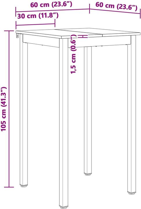 Image du produit vidaXL Bartisch (60 x 60 x 105 cm)