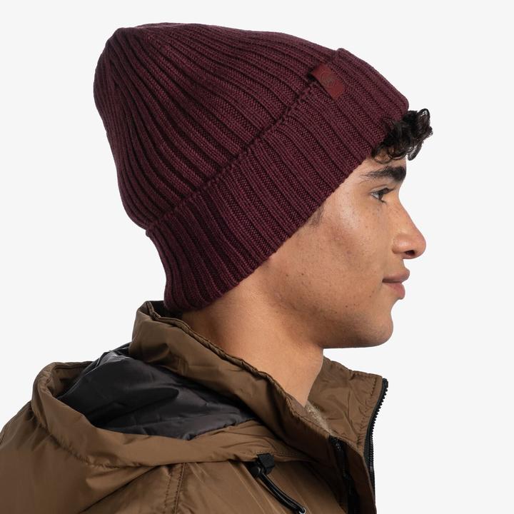 Actual product image Buff Knitted Hat Norval Maroon (One size)