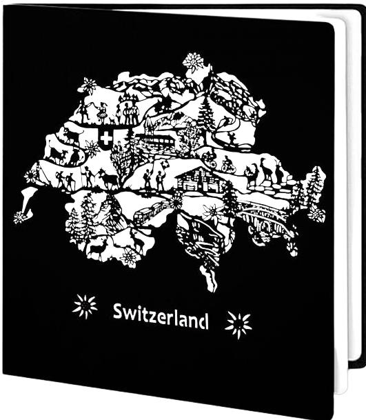 Actual product image Hervorragend Scherenschnitt Karte Landkarte Schweiz Switzerland schwarz weiss (1 pcs.)