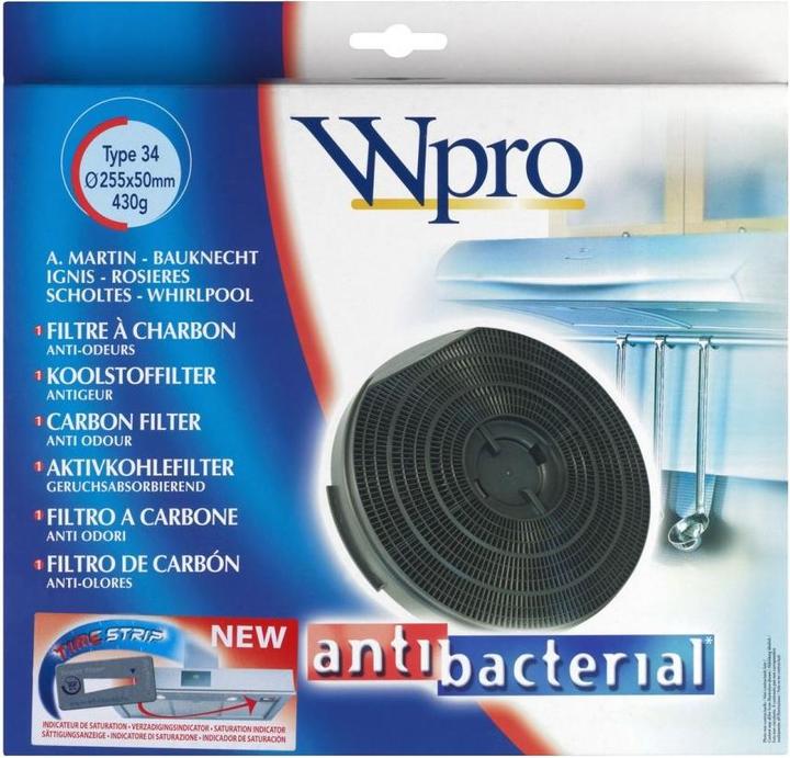 WPRO Filtre à charbon actif antibactérien FAC349, 481281718531, Type 34 - CHF34 - 484000008610