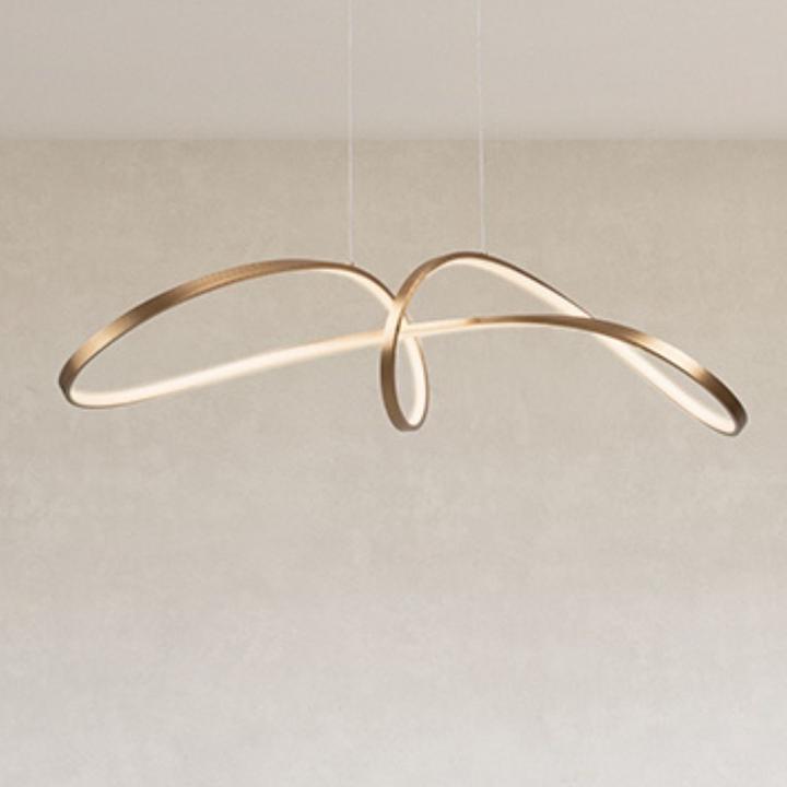 Actual product image Maytoni Curve LED pendant light, pendant light 42W gold colour 85Ra neutral white (2800 lm)