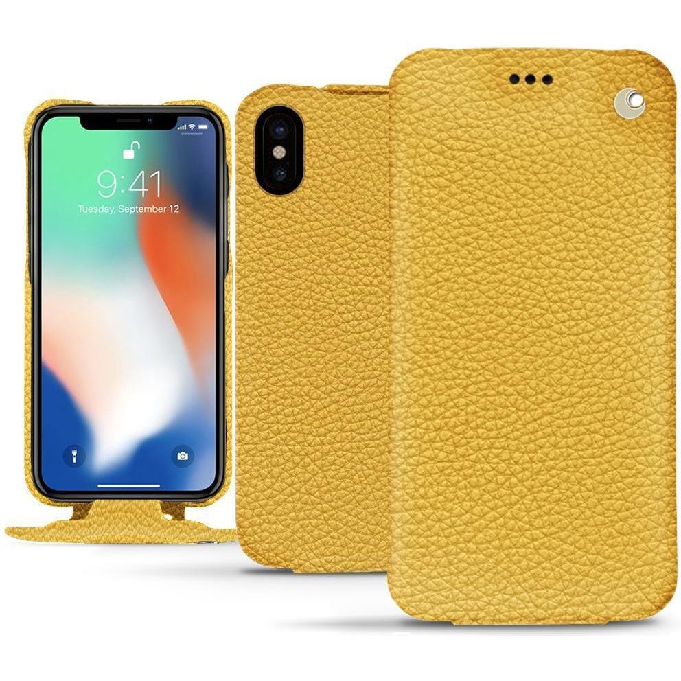 Noreve Lederschutzhülle vertikal (Apple iPhone XS Max), Smartphone Hülle, Orange
