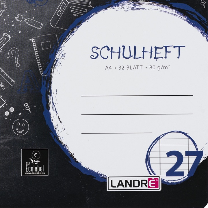 Actual product image Landré A4 2-fold-saddle stitching exercise book (A4, Lined, Hardcover)