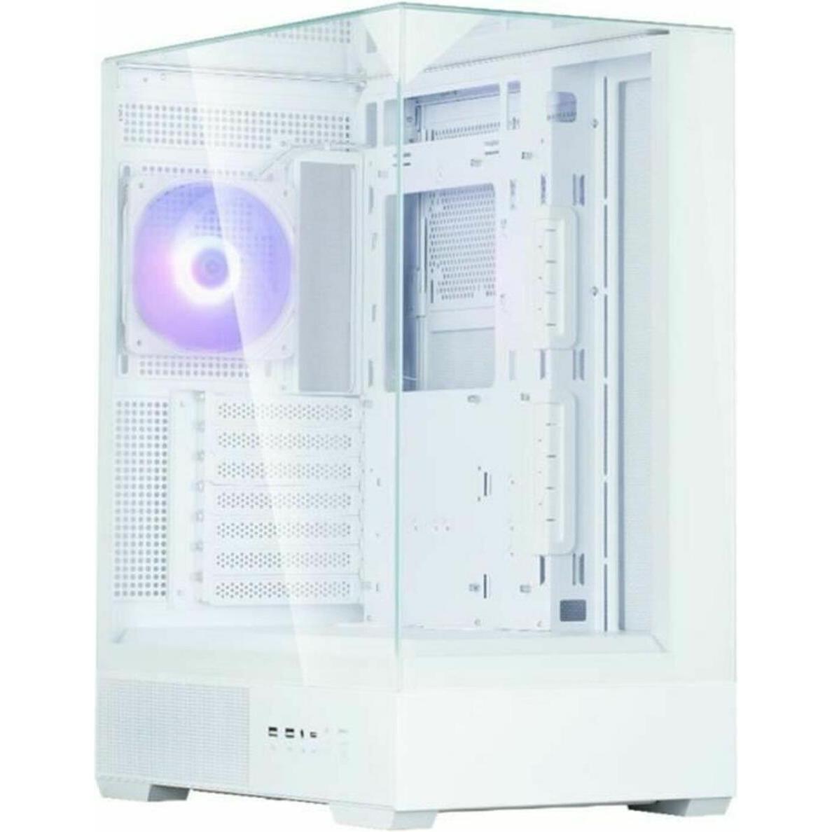 Zalman Boitier Moyen Tour ATX P40 Prism RGB avec panneaux vitrés (Blanc) (Mini-ITX, ATX), Case PC, Bianco