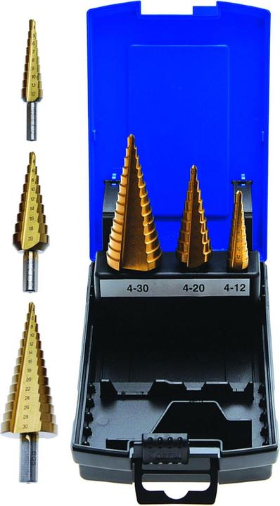 Actual product image BGS Step drill set (12 mm, 24 mm, 14 mm, 22 mm, 16 mm, 10 mm, 18 mm, 7 mm, 11 mm, 5 mm, 26 mm, 30 mm, 28 cm, 8 mm, 9 mm, 20 mm, 4 mm)