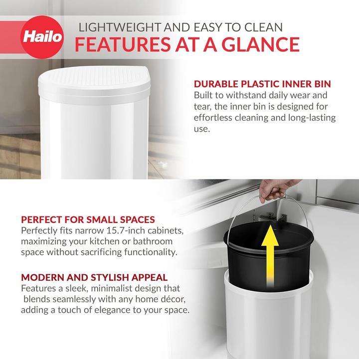 Produktbild Hailo Compact-Box M, Einbau-Mülleimer, 15 ltr, Weiss (15 l)