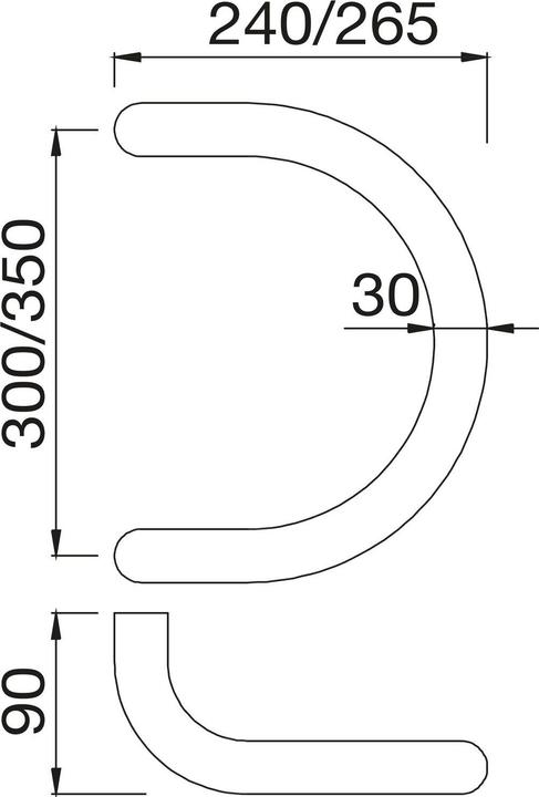 Image du produit Kws Poignée de porte série 84 - demi-cercle, L 330 mm, LA. 300 mm, ø 30 mm, inox (Poignée de porte)