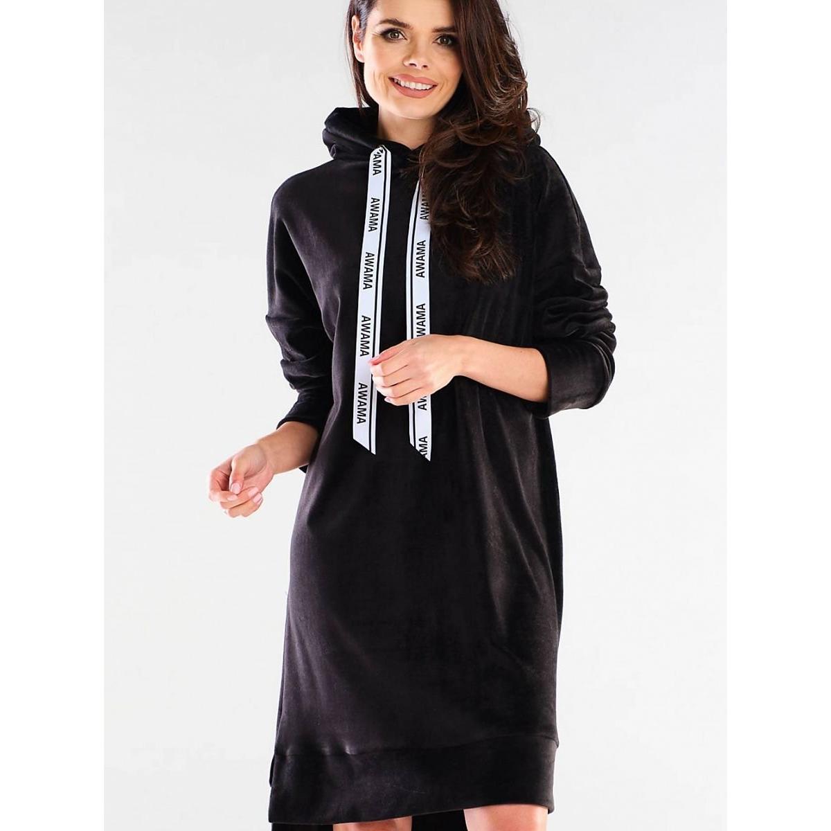 Awama, Damen, Kleider, Alltagskleid, Schwarz, (L, XL)