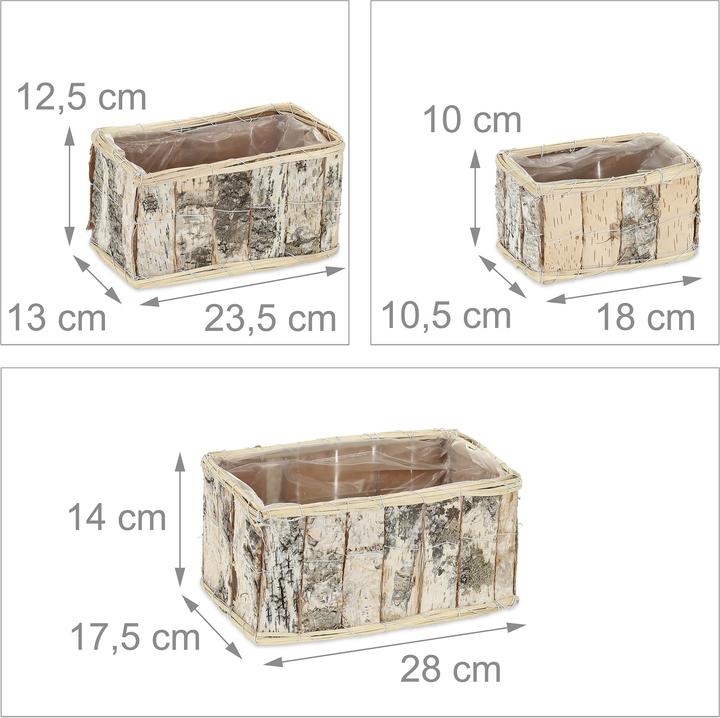 Produktbild Relaxdays 3x Blumentopf (17.50 x 28 x 14 cm)