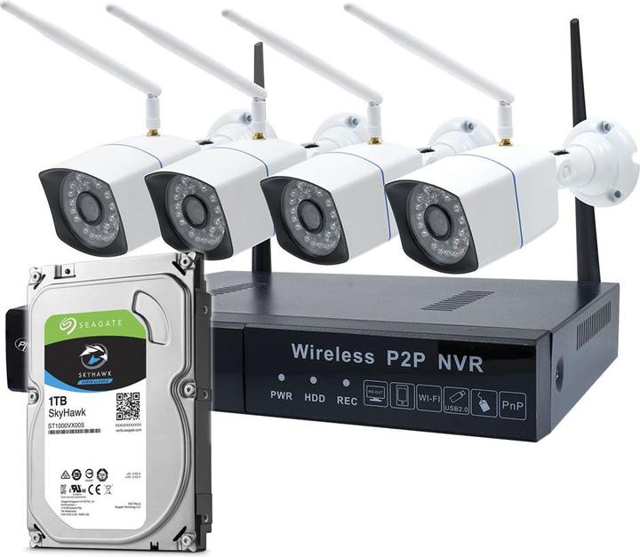 Actual product image PNI Package Video surveillance package House WiFi550 NVR and 4 wireless cameras, 1.0 MP with 1 TB (1280 x 720 pixels)
